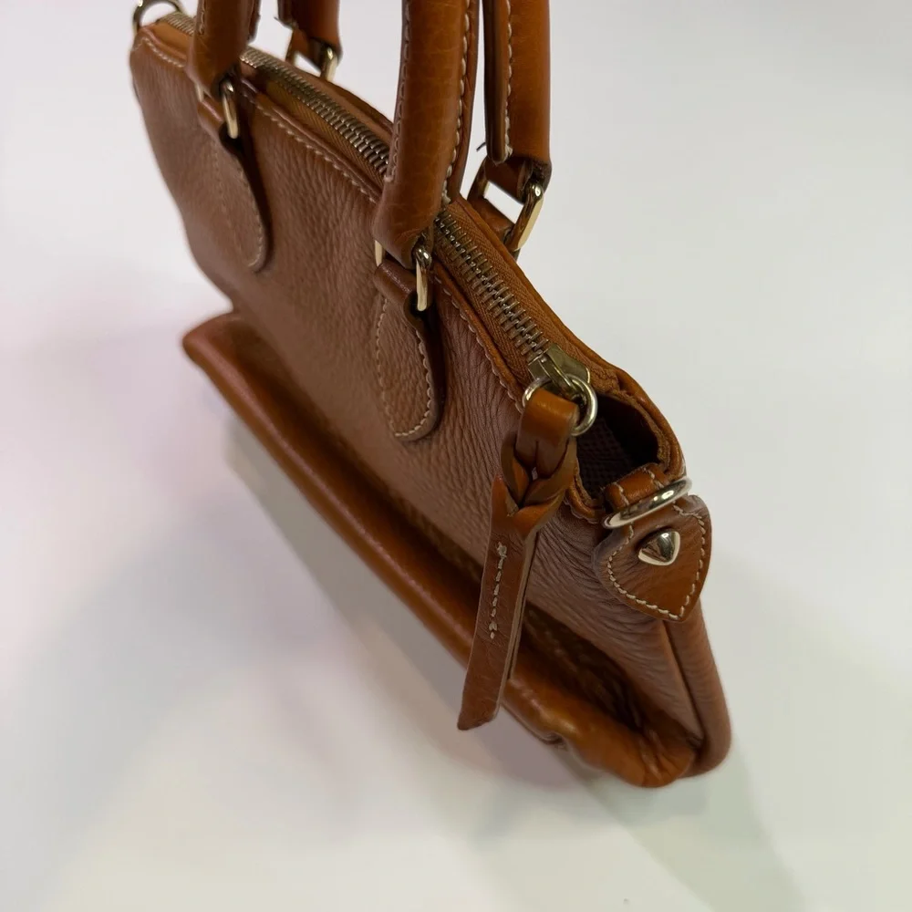 Dooney & Bourke Vintage Pebbled Tan Leather Handbag Y2K Preppy Quiet Luxury Zip - Picture 6 of 13